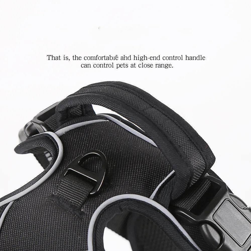 Breathable reflective no pull dog harness vest in black for medium to large dogs