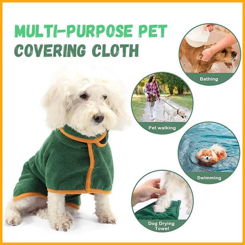 Blue dog bathrobe made of microfiber with adjustable hook and loop strap for drying after bath