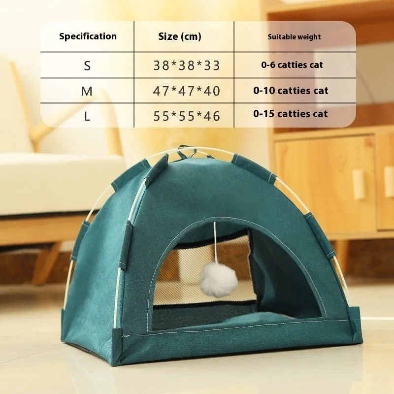 Breathable cloth cat tent nest in industry gray for indoor outdoor use, size medium