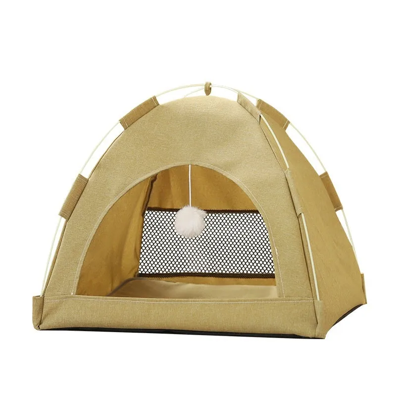 Breathable cloth cat tent nest in industry gray for indoor outdoor use, size medium
