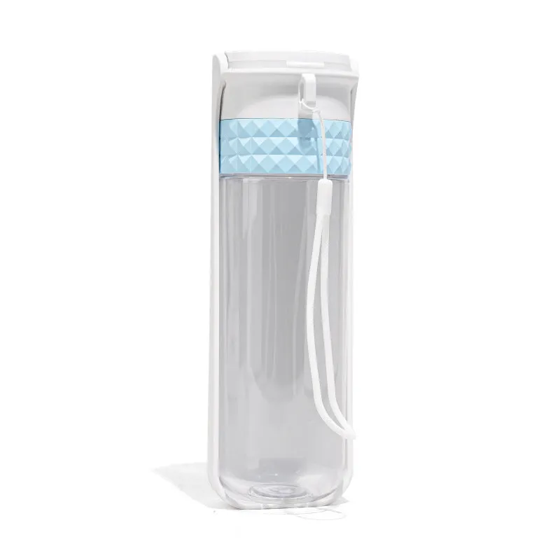 Portable dog water cup with one-click lock, food-grade ABS construction, available in various colours for outdoor pet hydration