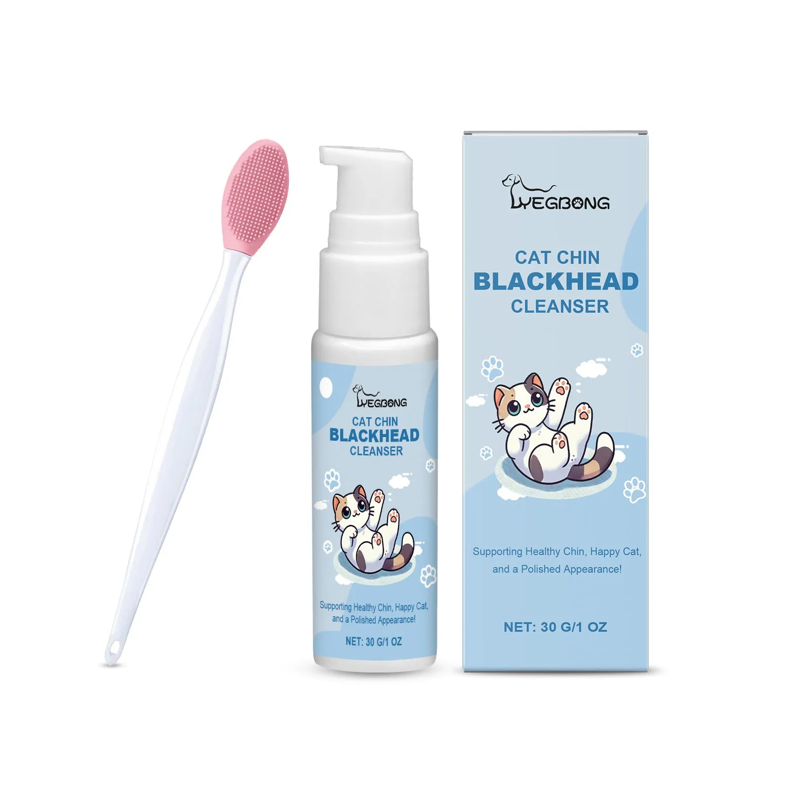 Pet oral cleaning set with 30g solution and brush for dog and cat mouth decontamination