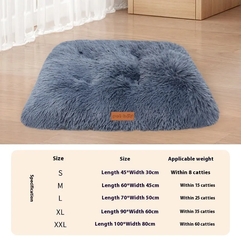 Thick warm plush pet cushion mat for dog or cat kennel bed in light grey colour