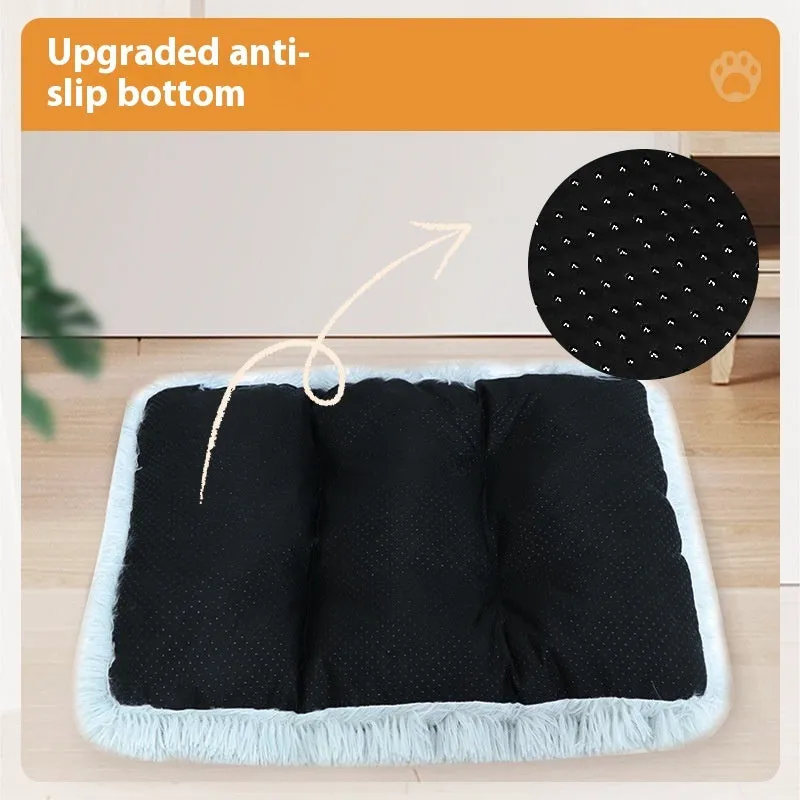 Thick warm plush pet cushion mat for dog or cat kennel bed in light grey colour