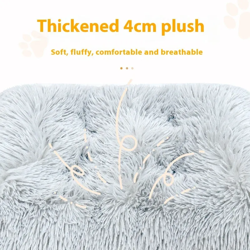 Thick warm plush pet cushion mat for dog or cat kennel bed in light grey colour