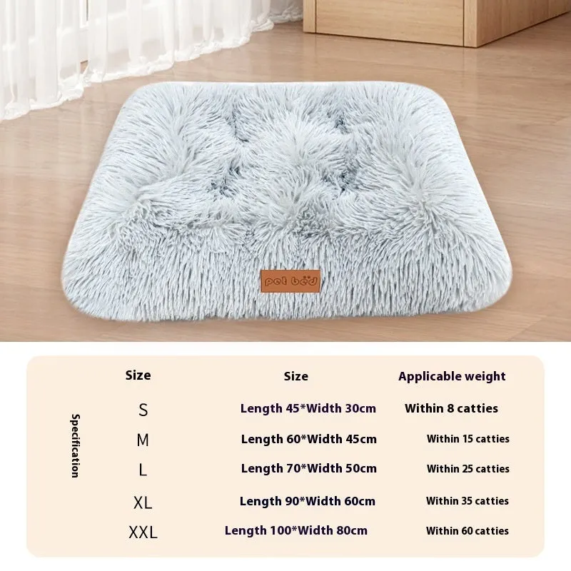 Thick warm plush pet cushion mat for dog or cat kennel bed in light grey colour