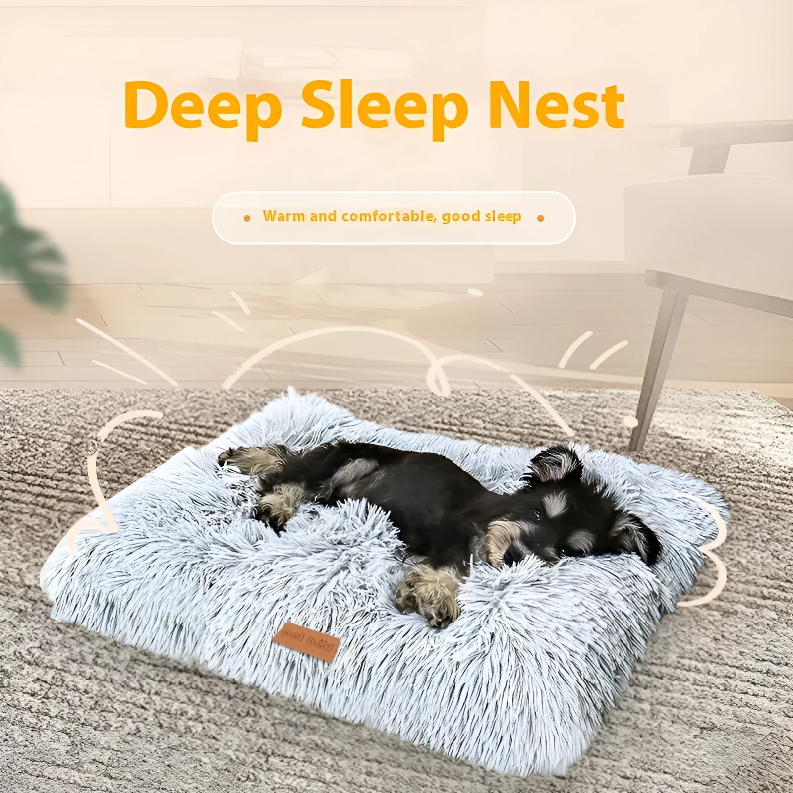 Thick warm plush pet cushion mat for dog or cat kennel bed in light grey colour