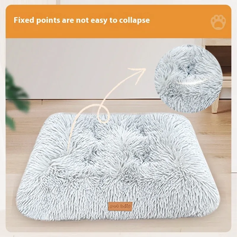 Thick warm plush pet cushion mat for dog or cat kennel bed in light grey colour