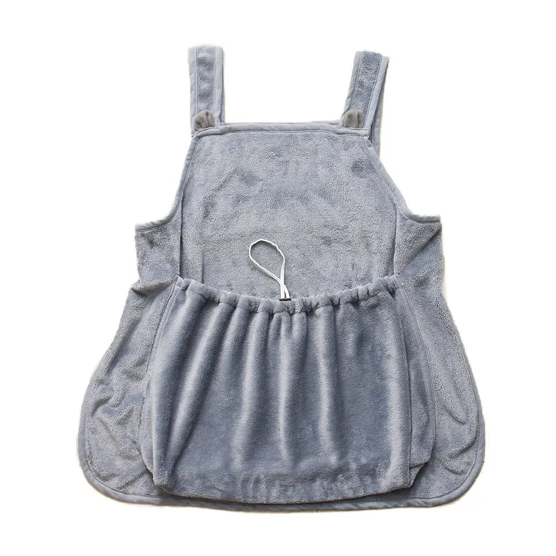 Grey soft plush non-stick pet apron for cats and small dogs, Arctic velvet fabric