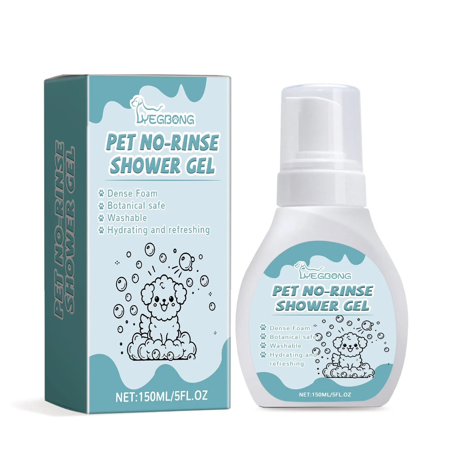 150ml Pet Wash-Free Cleaning Mousse for dogs and cats with coconut oil and aloe extract