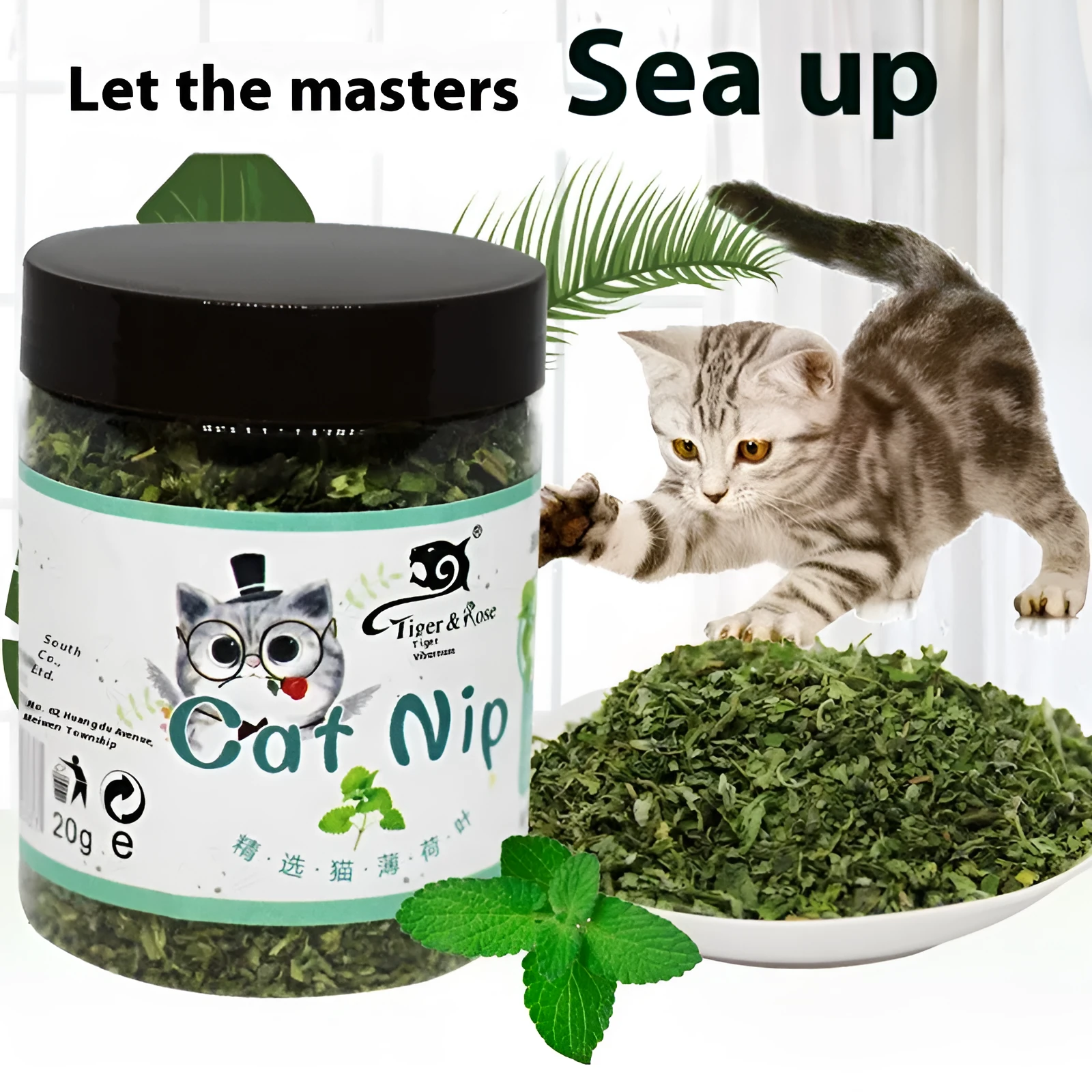 Catnip tea powder depilation ball 280ml bottle with mint powder for cat hairball relief
