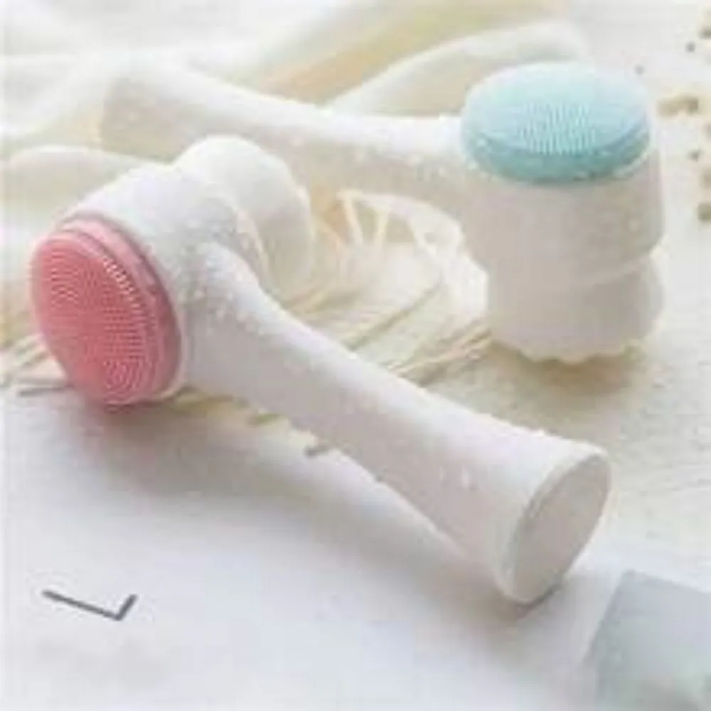Blue nylon pet paw brush for dogs and cats measuring 13.5cm with gentle massage bristles