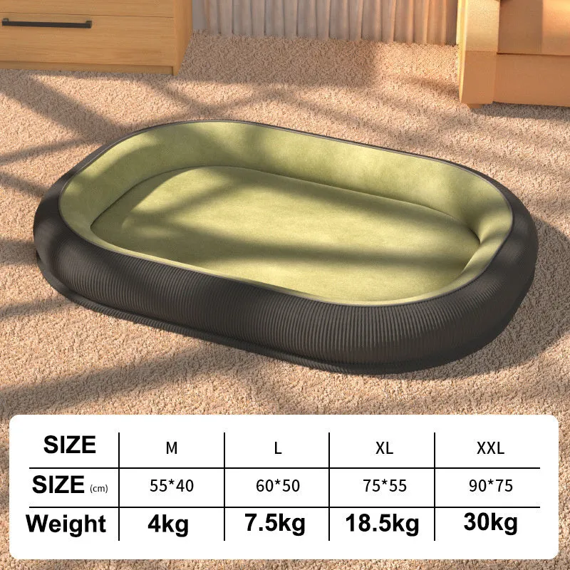 Corduroy fleece dog kennel bed for large and medium dogs, available in gray and green