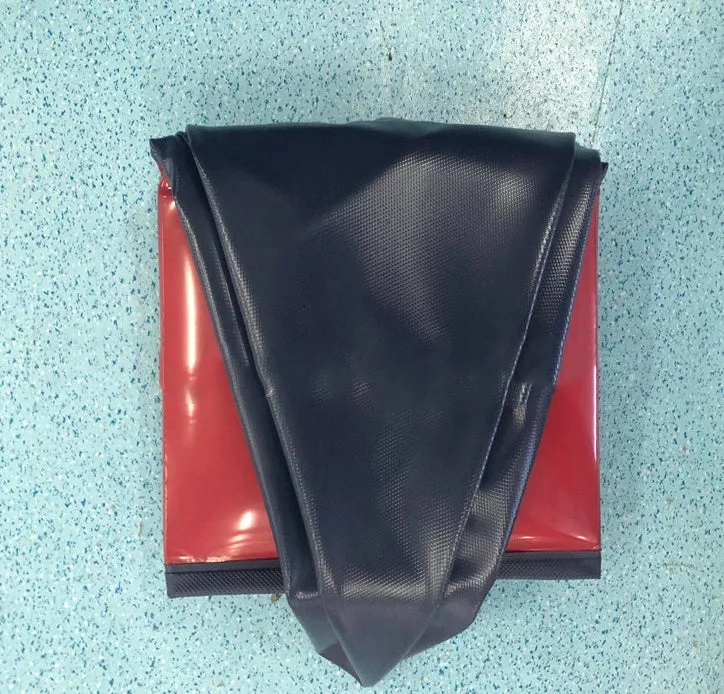 Foldable blue dog swimming pool with thickened PVC material and quick drain valve, set up on grass