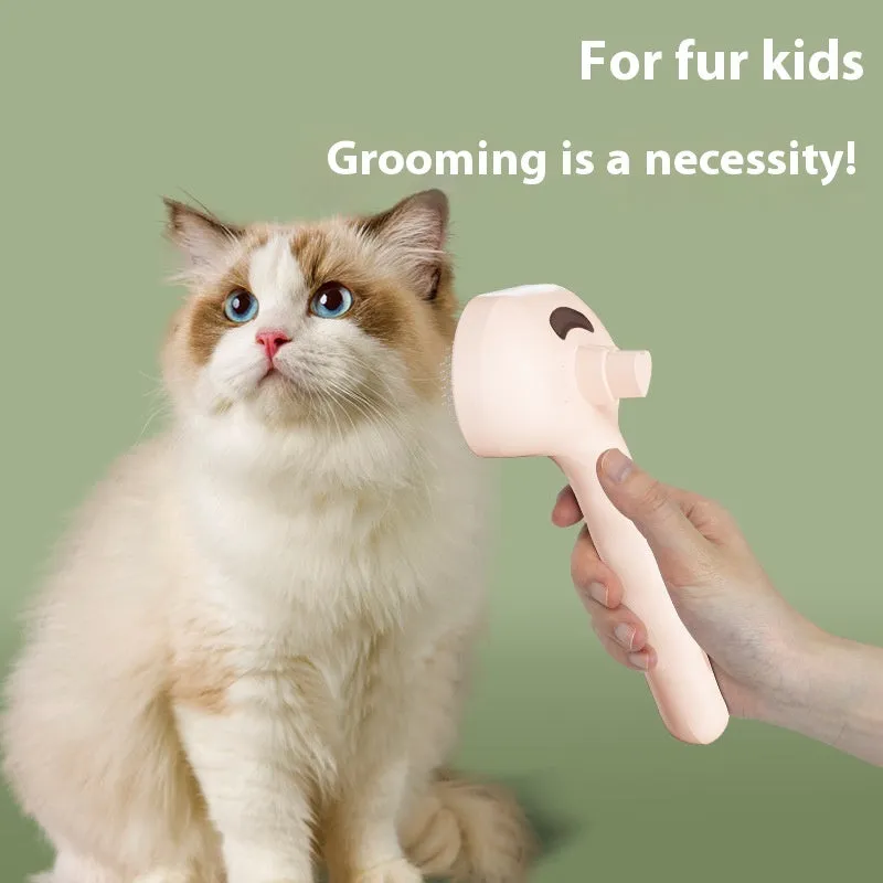 Pet spray hair comb with water mist for grooming cats and dogs, plastic construction, available in green