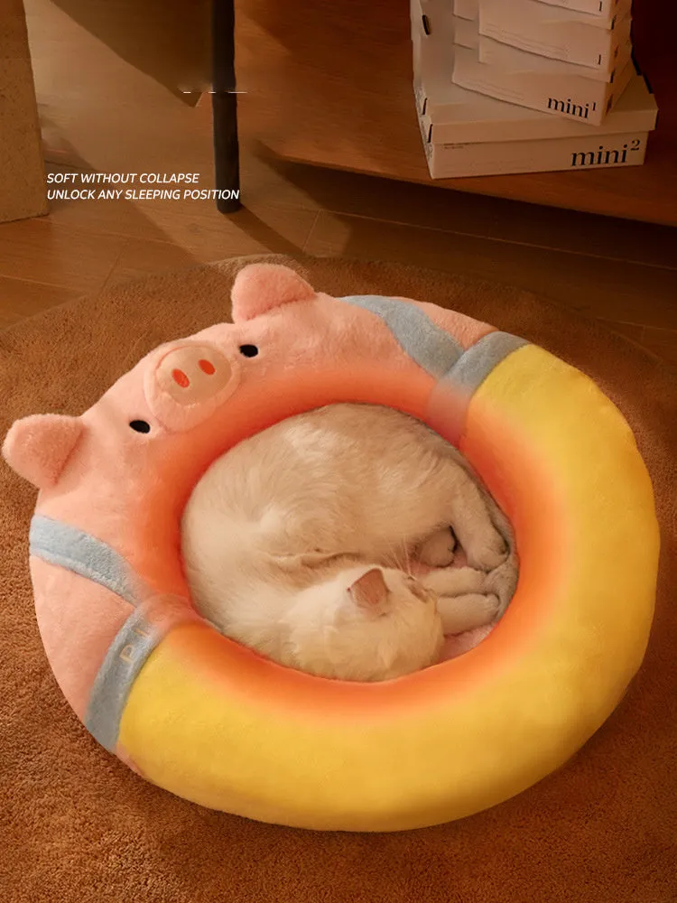 Yellow cat house bed 56x56x13 cm for indoor cats, pet sleeping mat with lightweight design
