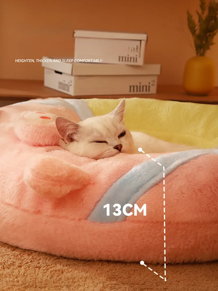 Yellow cat house bed 56x56x13 cm for indoor cats, pet sleeping mat with lightweight design