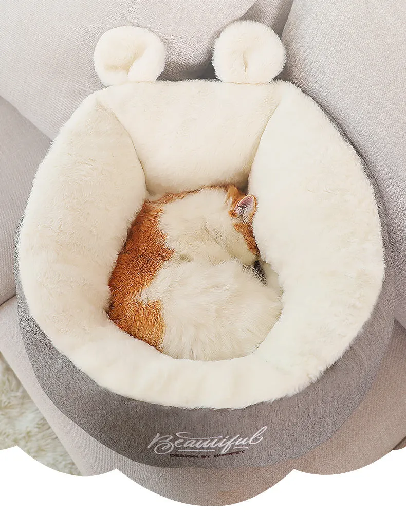 Grey cotton pet dog bed warming sleeping bag cushion with size S or M option for small to medium dogs