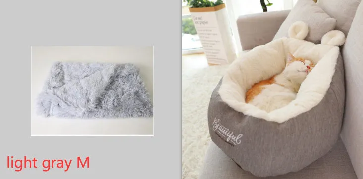 Grey cotton pet dog bed warming sleeping bag cushion with size S or M option for small to medium dogs