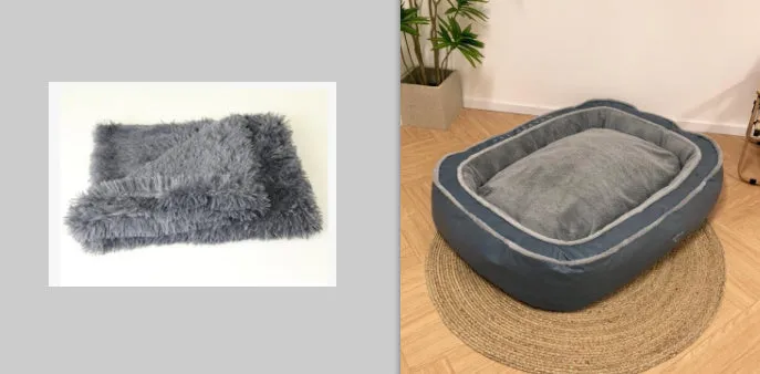 Grey cotton pet dog bed warming sleeping bag cushion with size S or M option for small to medium dogs