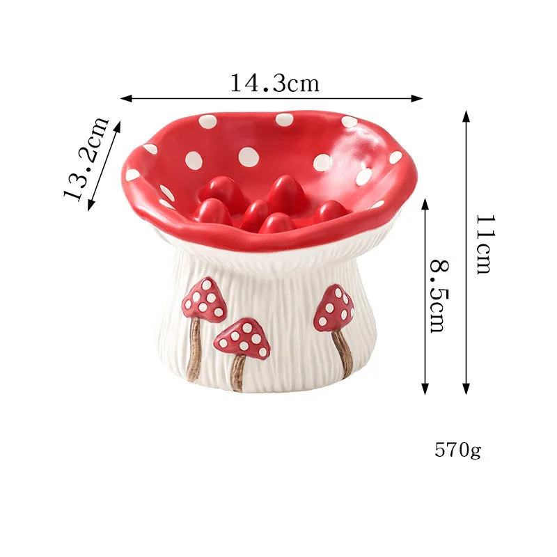Creative mushroom modelling tall pet bowl for cat and dog food and water feeding