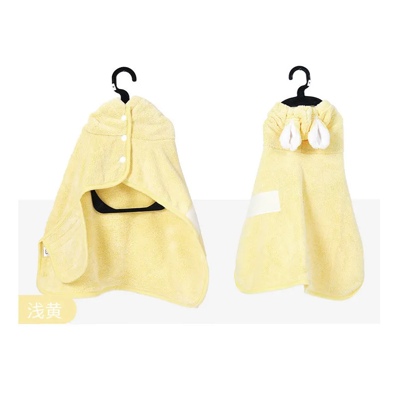 Blue pet drying bathrobe wrap for cats and dogs, absorbent towel with size S dimensions
