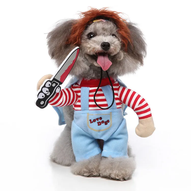 Pet costume clothing in polyester with European and American theme, shown in a panda design for small to large pets