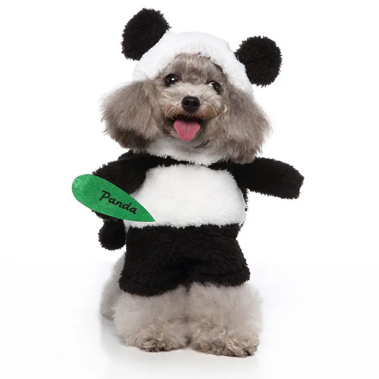 Pet costume clothing in polyester with European and American theme, shown in a panda design for small to large pets