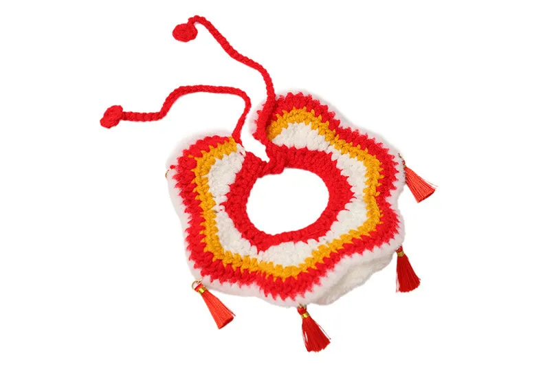 New Year pet scarf collar in Lion Dance Blessing design for cats and small dogs