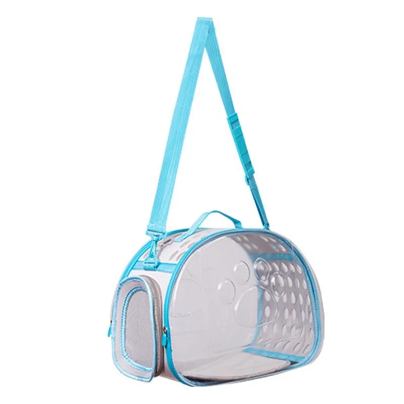 Transparent hard-shell EVA cat backpack carrier in grass green colour.
