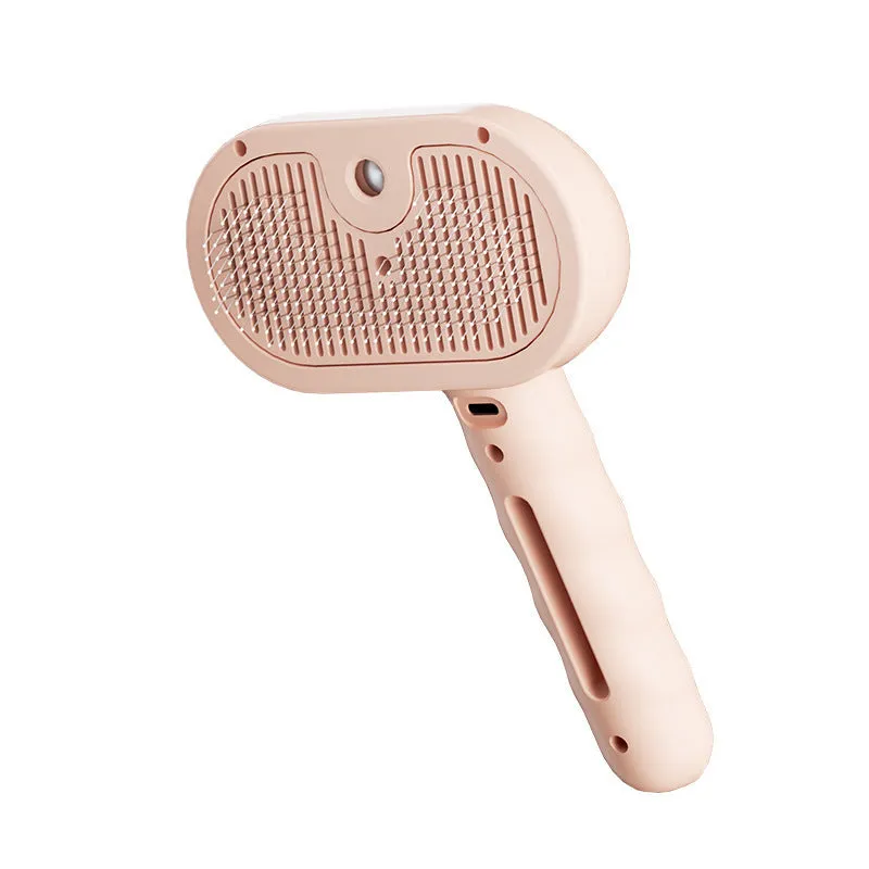 Chevaroo 3-in-1 self-cleaning pet steam brush with silicone bristles and nano mist, green colour, on white background