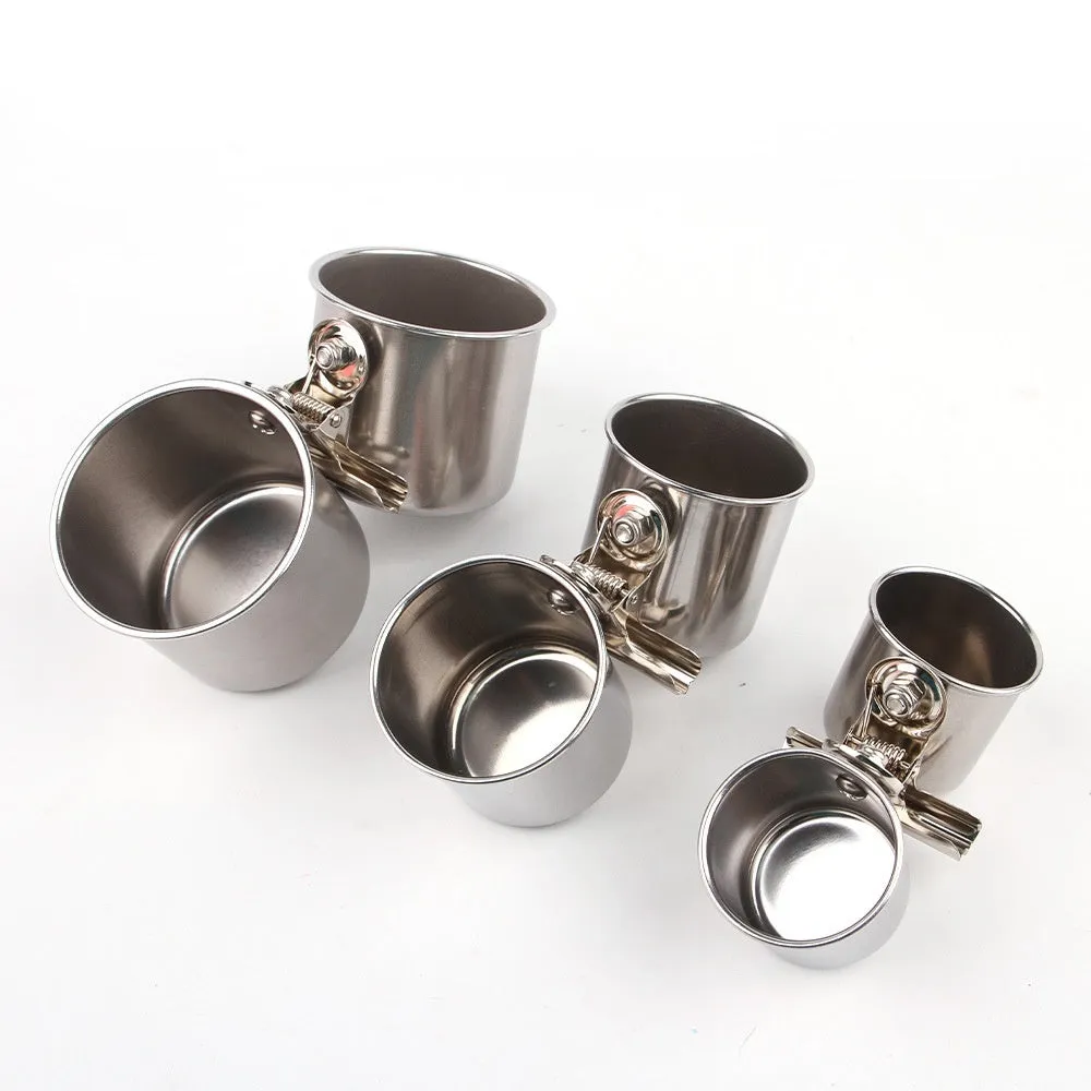 Stainless steel birdcage feeder in natural metal colour for outdoor use.