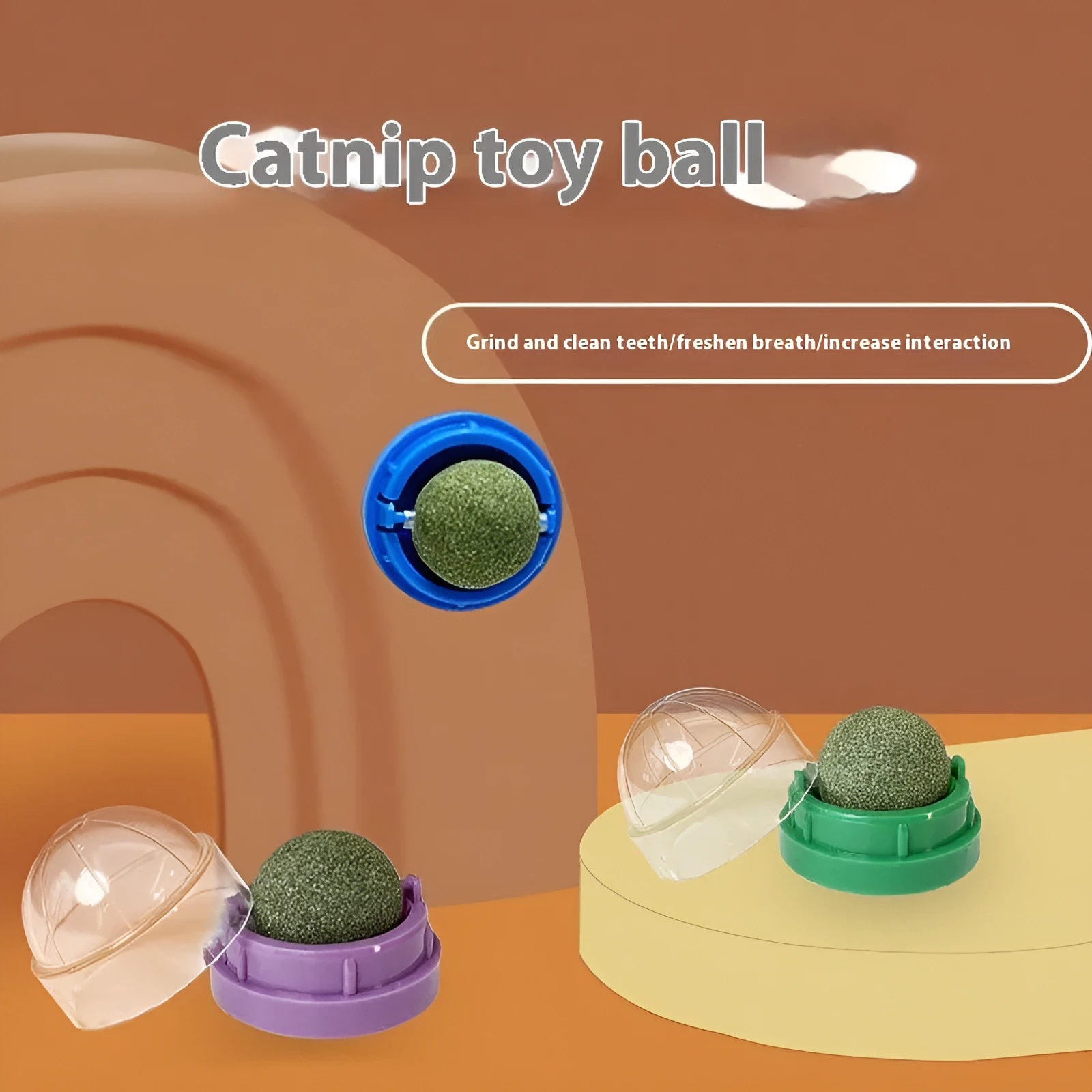 Plastic catnip ball toy in various colours with bite-resistant construction for cats