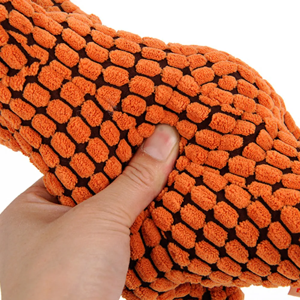 Dinosaur pet toy for large dogs with corn velvet outer, squeaker, in green colour, 25cm size