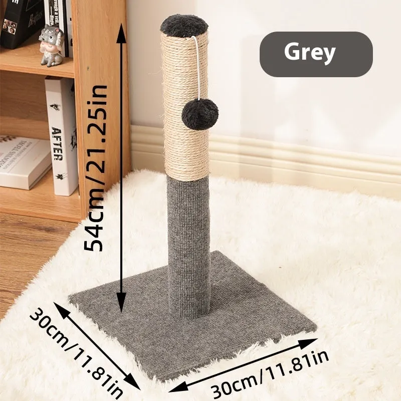 Vertical sisal cat scratch board with carpet cloth scratching pole in picture colour, simple style for cats