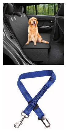 Dog car seat cover with mesh view window, 600D Oxford waterproof hammock protector on rear back seat