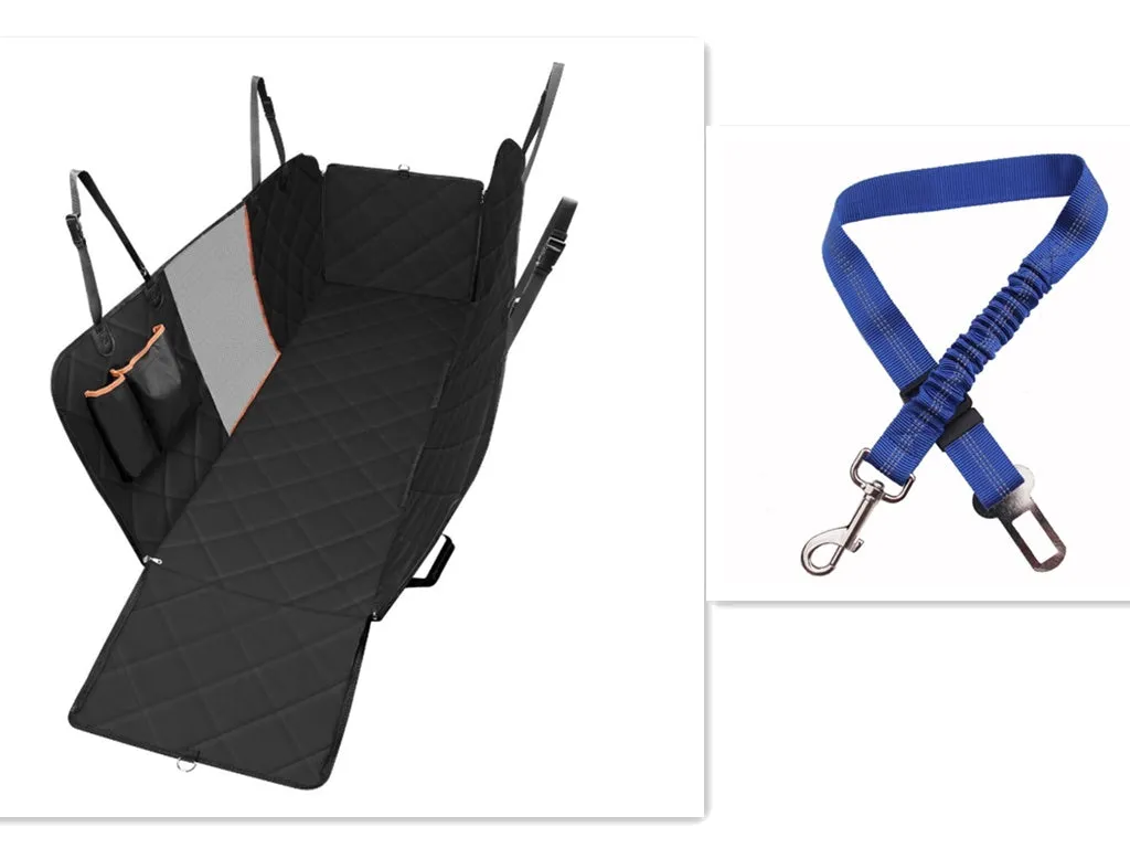 Dog car seat cover with mesh view window, 600D Oxford waterproof hammock protector on rear back seat