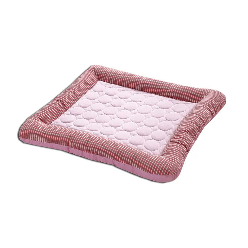 Blue ice silk pet cooling pad with non-slip bottom for dogs and cats – summer sleeping mat