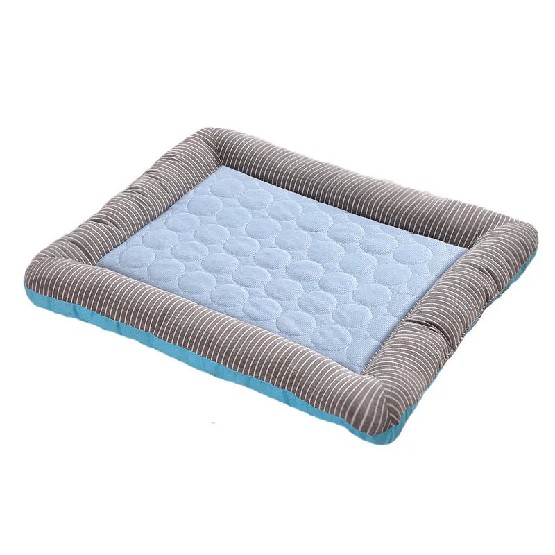 Blue ice silk pet cooling pad with non-slip bottom for dogs and cats – summer sleeping mat