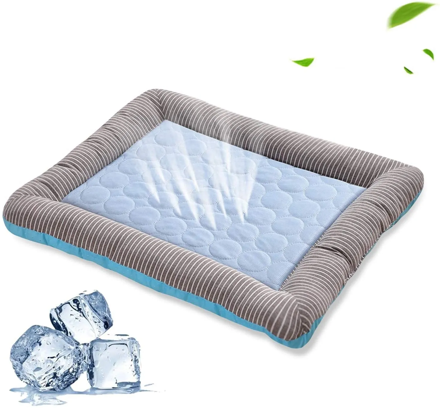 Blue ice silk pet cooling pad with non-slip bottom for dogs and cats – summer sleeping mat