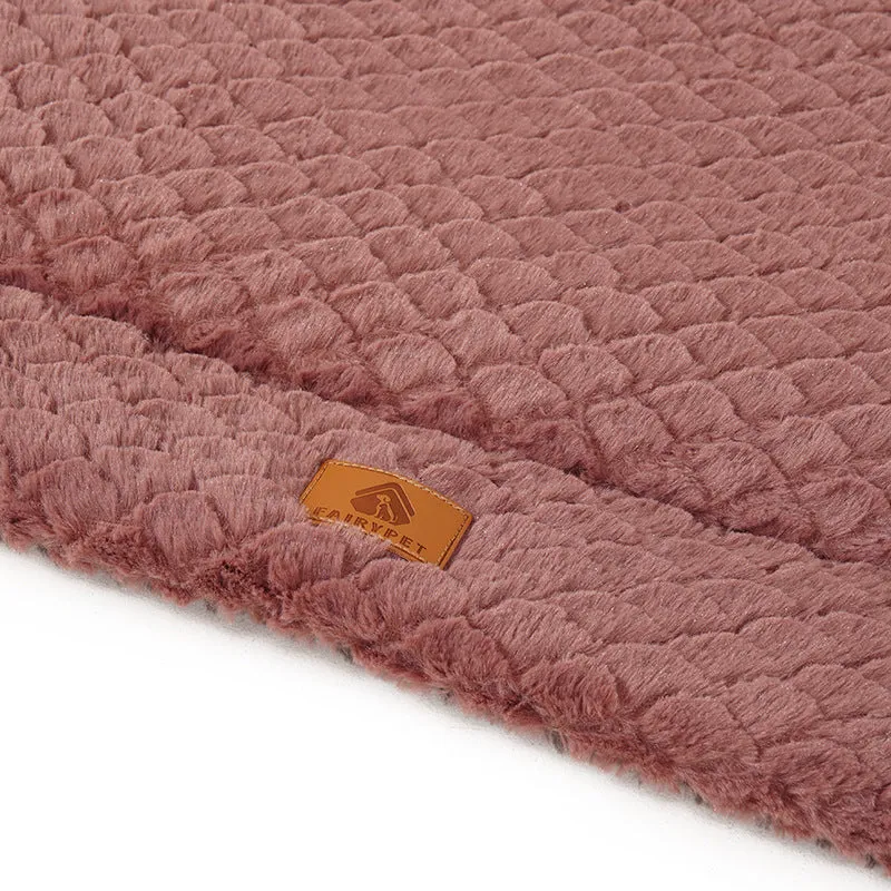 Pv wool cushion with fish scale pattern in brown for dogs and cats, available in multiple sizes