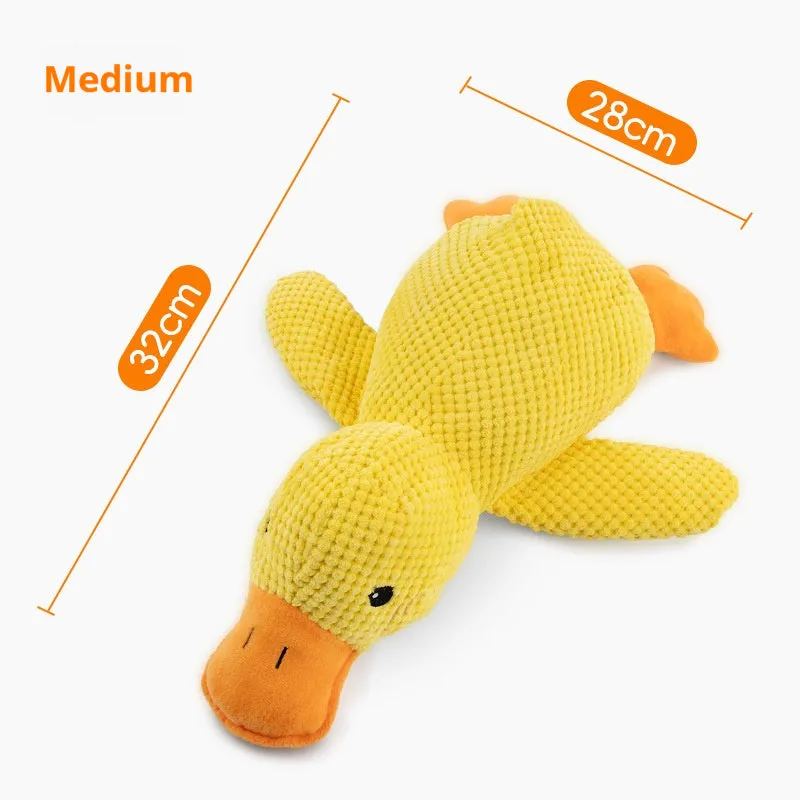Yellow pet plush duck toy with squeaker for dogs, three sizes available L M S