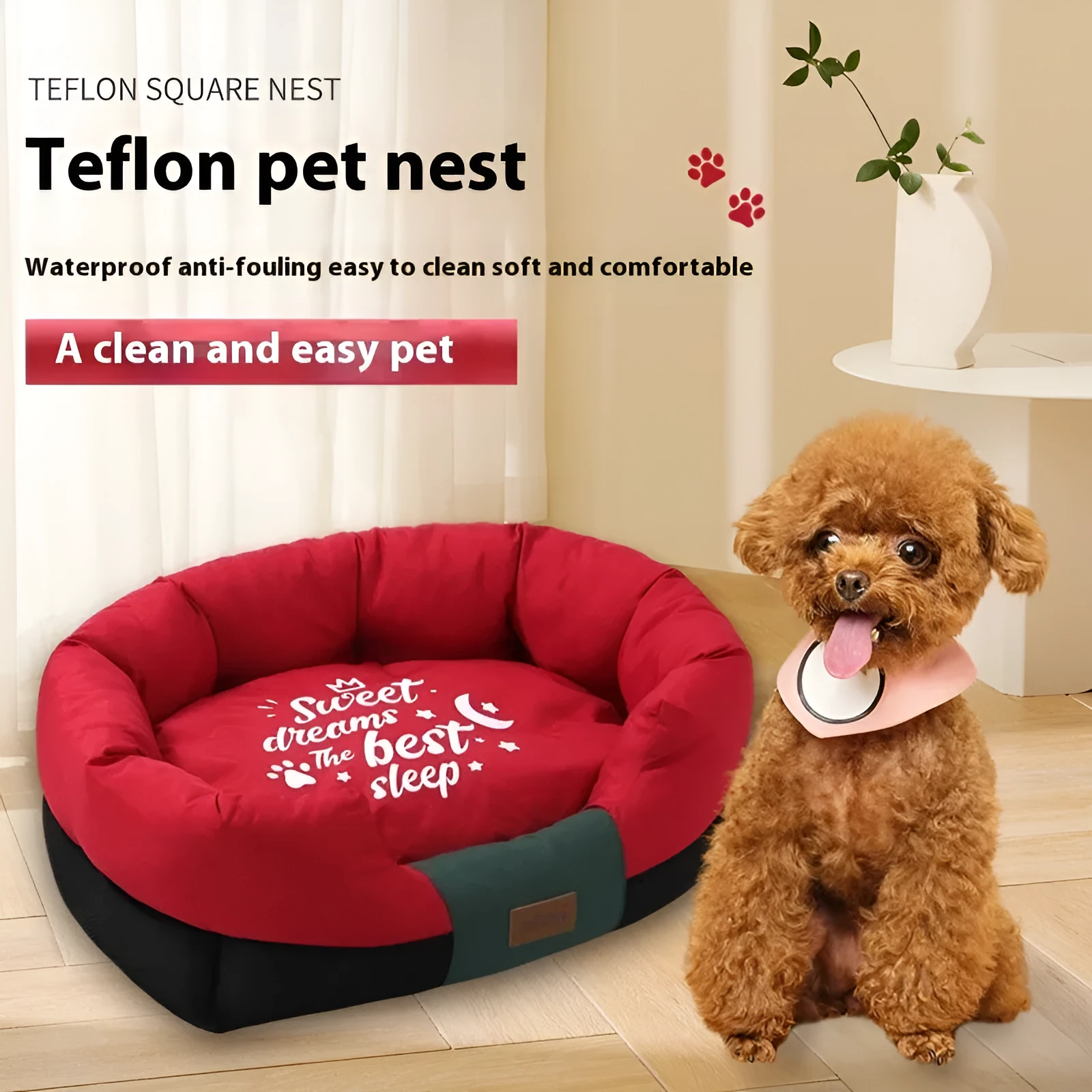 Dog car pet mat in cloth fabric, anti-tearing dirt-resistant, universal fit, available in Christmas Red colour