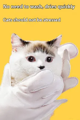 Pack of 6 disposable pet bath gloves for cats and dogs, pre-moistened wipes