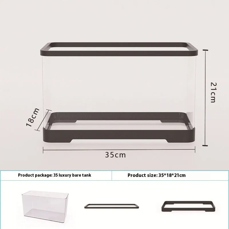 Acrylic fish tank transparent lazy design classic black bare cylinder aquarium