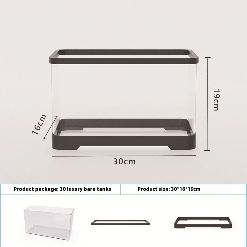 Acrylic fish tank transparent lazy design classic black bare cylinder aquarium