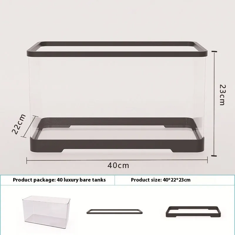 Acrylic fish tank transparent lazy design classic black bare cylinder aquarium