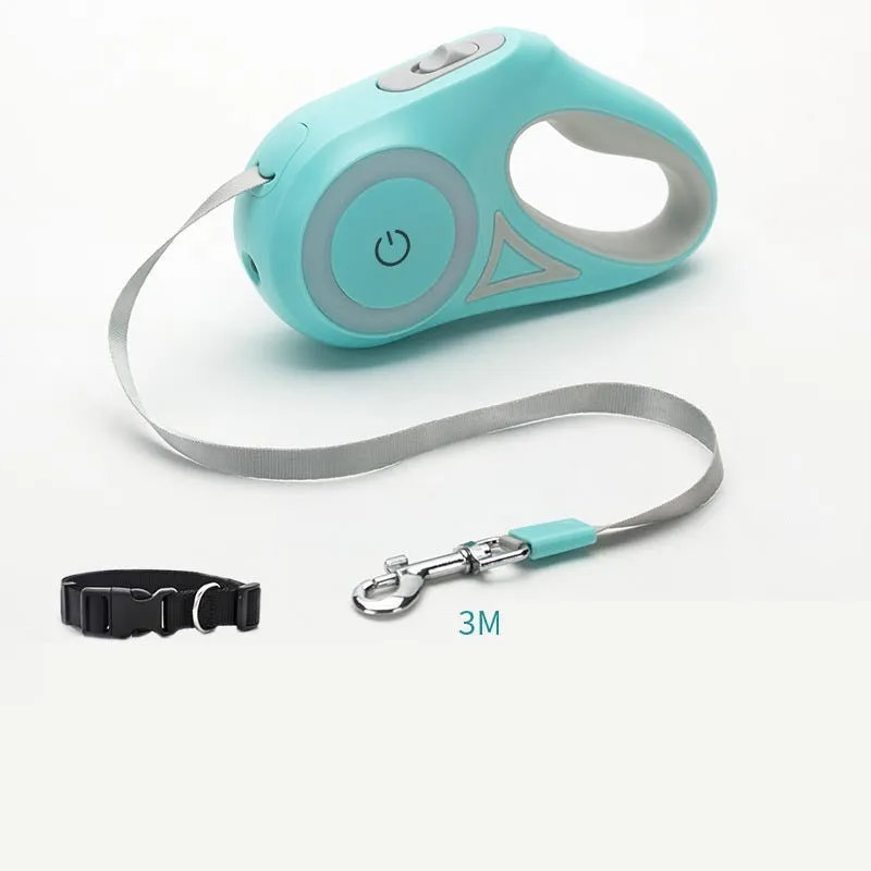 Retractable dog leash in Dream Purple, 3m length, with one-handed brake button and ABS housing