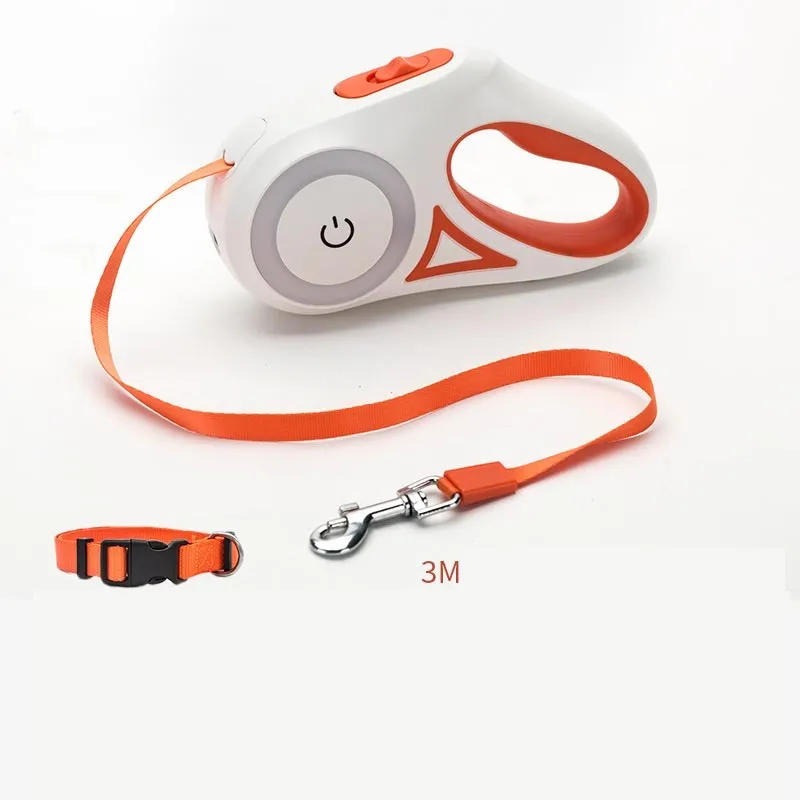 Retractable dog leash in Dream Purple, 3m length, with one-handed brake button and ABS housing