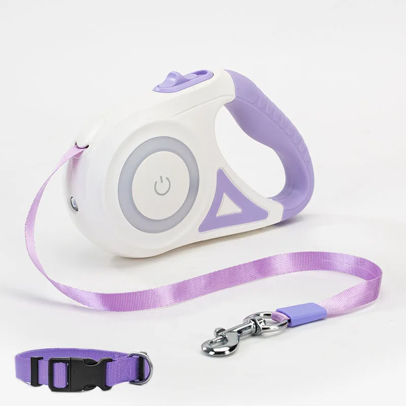 Retractable dog leash in Dream Purple, 3m length, with one-handed brake button and ABS housing